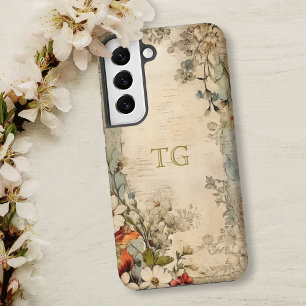 Coque Samsung Galaxy Monogramme Botanique Artisanal Grunge Vintage