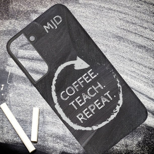 Coque Samsung Galaxy Monogramme Café Tableau Noir Enseigner Répéter