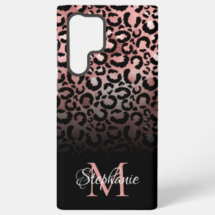 Coque Samsung Galaxy Monogramme de léopard ombre Rose noir fille