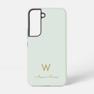 Coque Samsung Galaxy Monogramme d'or moderne Sage Green