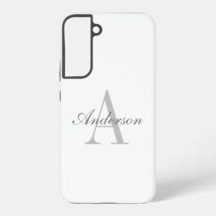 Coque Samsung Galaxy Monogramme élégant blanc et gris