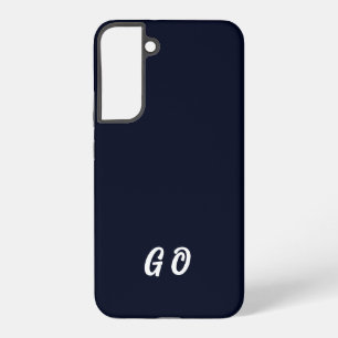 Coque Samsung Galaxy Monogramme Élégant Initial Bleu Foncé 