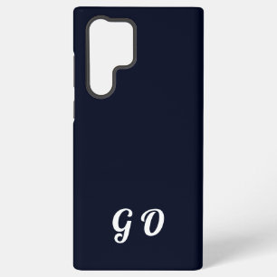 Coque Samsung Galaxy Monogramme Élégant Initial Bleu Foncé