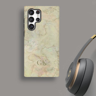 Coque Samsung Galaxy Monogramme en marbre crème