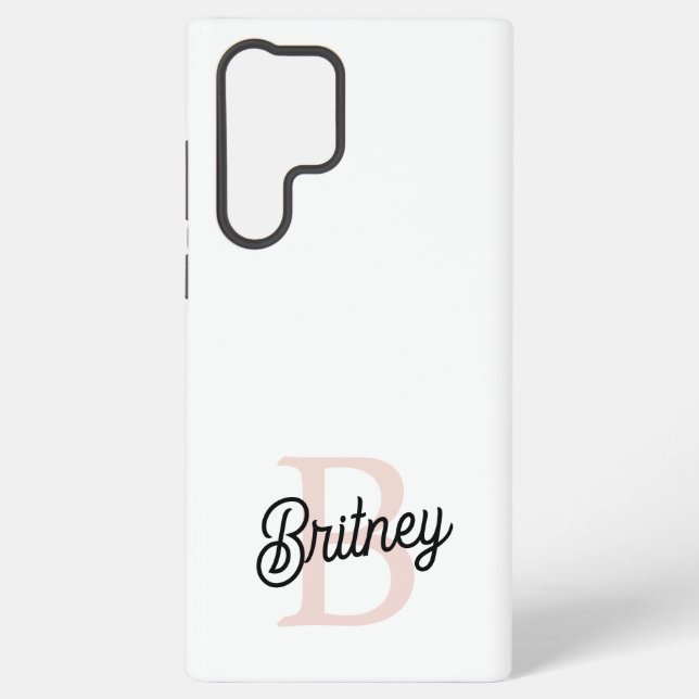 Coque Samsung Galaxy Monogramme et nom personnalisé moderne Pastel Pink (Verso)