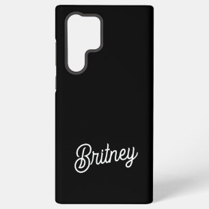 Coque Samsung Galaxy Monogramme et nom personnalisés en noir moderne