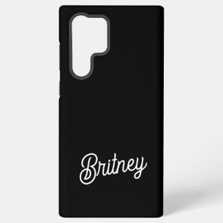 Coque Samsung Galaxy Monogramme et nom personnalisés en noir moderne