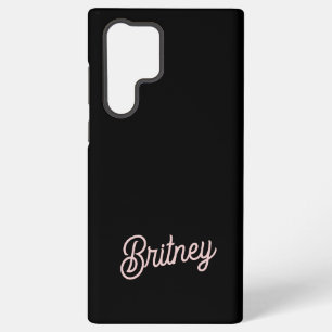 Coque Samsung Galaxy Monogramme et nom rose roux noir moderne