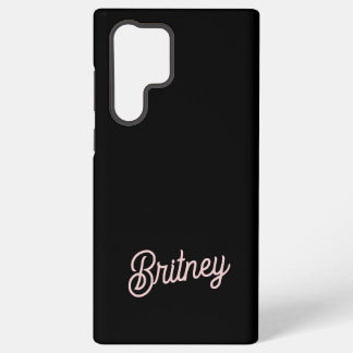 Coque Samsung Galaxy Monogramme et nom rose roux noir moderne