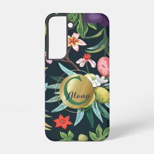 Coque Samsung Galaxy Monogramme exotique tropical du paradis floral