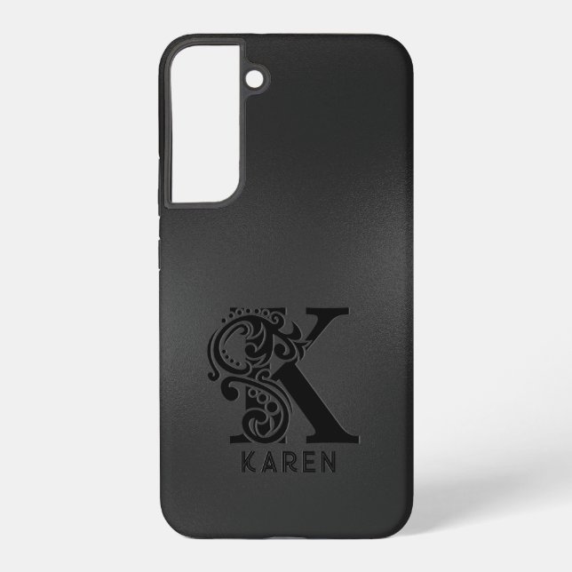 Coque Samsung Galaxy Monogramme K de luxe sur gris foncé (Verso)