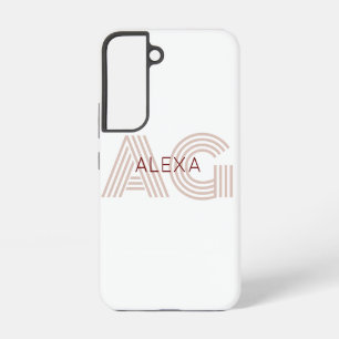 Coque Samsung Galaxy Monogramme moderne beige et vin