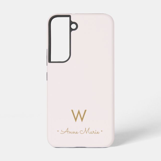 Coque Samsung Galaxy Monogramme moderne Blush Pink Gold Script (Verso)