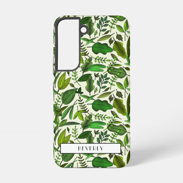 Coque Samsung Galaxy Monogramme moderne vert Botanique (Verso)