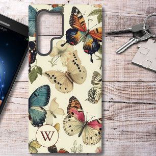 Coque Samsung Galaxy Monogramme Papillons Vintage