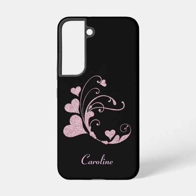 Coque Samsung Galaxy Monogramme parties scintillant rose du coeur (Verso)