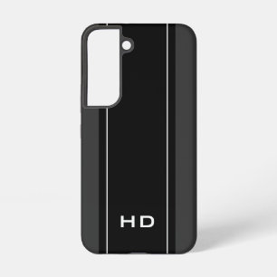 Coque Samsung Galaxy Monogramme personnalisé élégante rayure noire