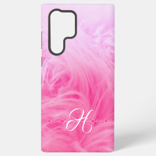 Coque Samsung Galaxy Monogramme personnalisé en fausse fourrure rose gi
