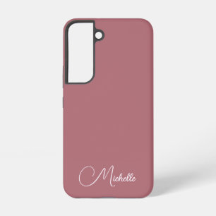Coque Samsung Galaxy Monogramme personnalisé Nom manuscrit Rose cadeau 