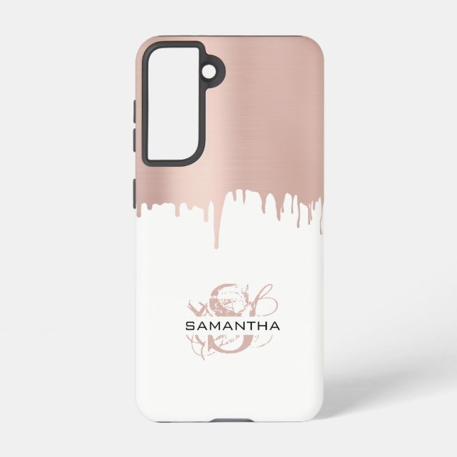 Coque Samsung Galaxy Monogramme Rose tendance Pink Gold (Verso)