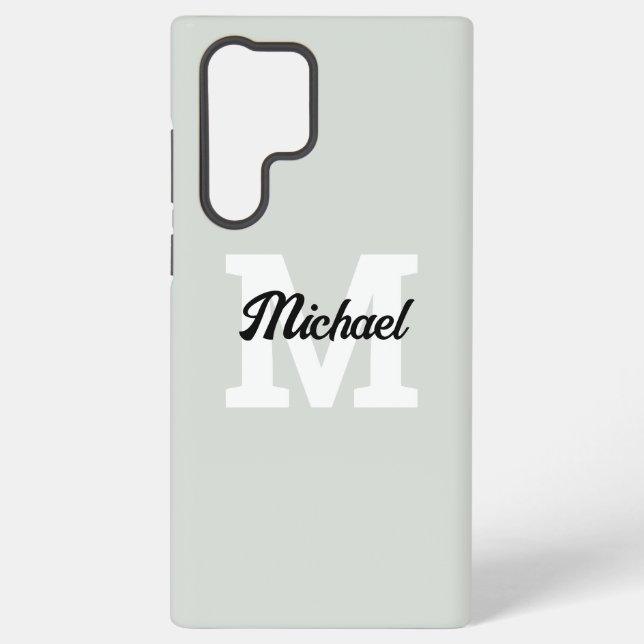 Coque Samsung Galaxy Monogramme Script Calligraphie Sage Green (Verso)