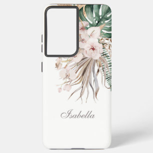 Coque Samsung Galaxy Monstère tropicale et orchidée Nom personnalisé