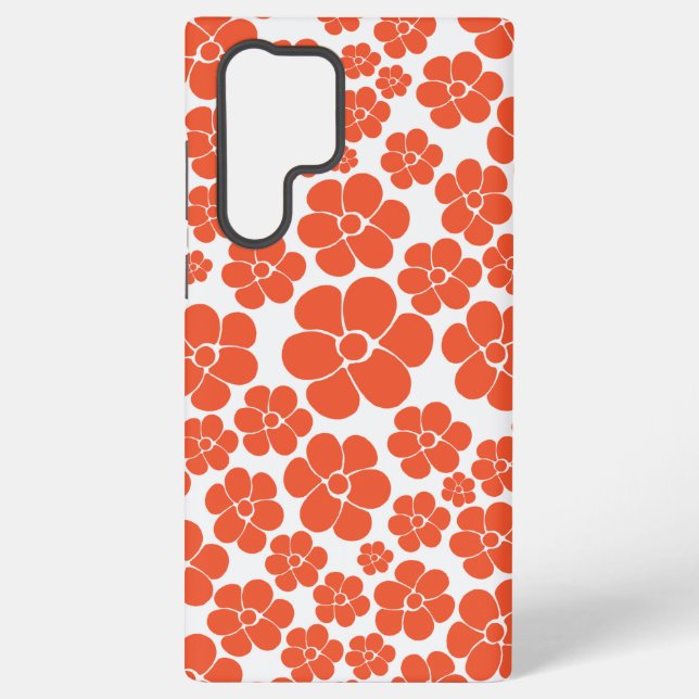 Coque Samsung Galaxy Motif à fleurs - Orange et Blanc (Verso)