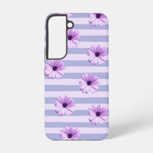 Coque Samsung Galaxy Motif à rayures pastel avec des marguerites