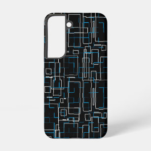 Coque Samsung Galaxy Motif blanc et bleu sur noir