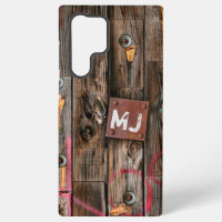 Motif Bois Rustique Industriel Monogrammé