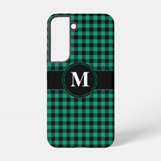 Coque Samsung Galaxy Motif carreaux vert monogramme moderne