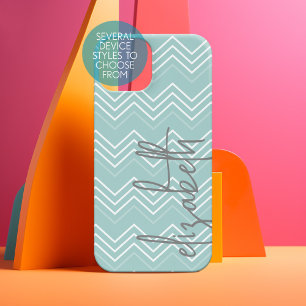 Coque Samsung Galaxy Motif Chevron bleu pastel bébé - Nom du script