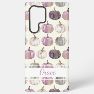 Coque Samsung Galaxy Motif Citrouille aquarelle avec nom