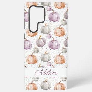 Coque Samsung Galaxy Motif Citrouille aquarelle avec nom