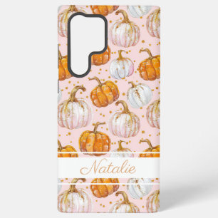 Coque Samsung Galaxy Motif Citrouille aquarelle avec nom
