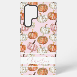Coque Samsung Galaxy Motif Citrouille aquarelle avec nom