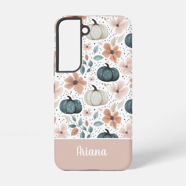 Coque Samsung Galaxy Motif citrouille et fleurs personnalisé  (Verso)