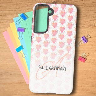 Coque Samsung Galaxy Motif Cœur Rose Azalée À Points Rustique Personnal