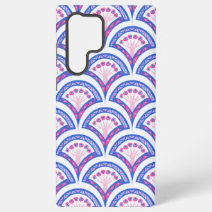 Coque Samsung Galaxy motif damassé floral bleu