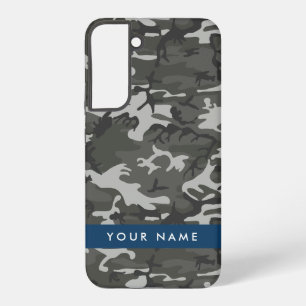 Coque Samsung Galaxy Motif de camouflage gris, Votre nom, Personnaliser