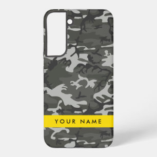 Coque Samsung Galaxy Motif de camouflage gris, Votre nom, Personnaliser