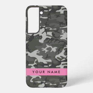 Coque Samsung Galaxy Motif de camouflage gris, Votre nom, Personnaliser