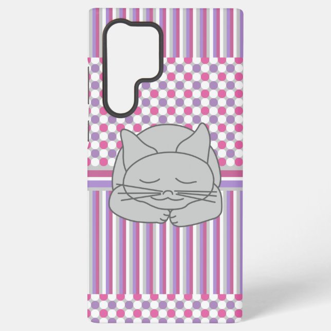 Coque Samsung Galaxy Motif de chat gris dormant (Verso)