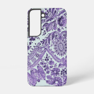Coque Samsung Galaxy Motif de dentelle florale violette