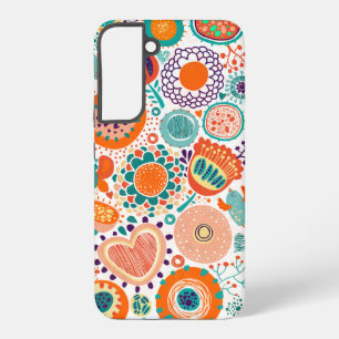Coque Samsung Galaxy Motif de fleurs rétro colorées 3a
