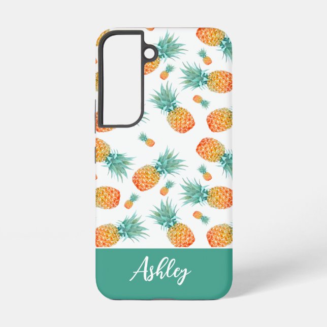 Coque Samsung Galaxy Motif de fruits d'ananas tropique moderne (Verso)