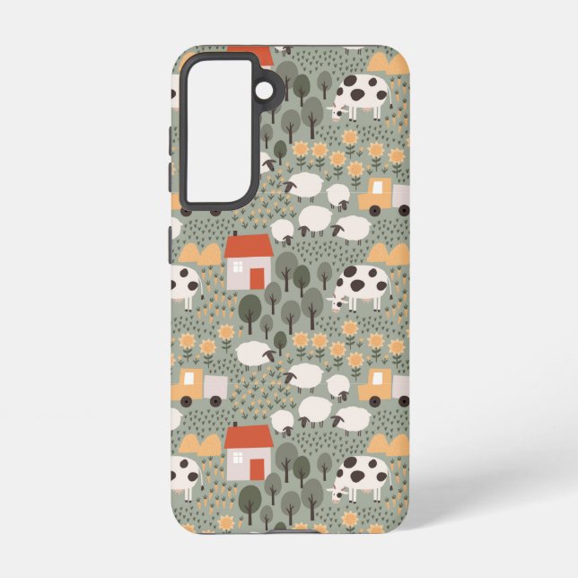 Coque Samsung Galaxy Motif de scène de ferme mignonne (Verso)