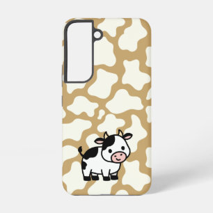 Coque Samsung Galaxy Motif de vache en blanc sur marron clair avec vach