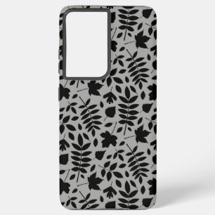 Coque Samsung Galaxy Motif Feuille tombé noir sur gris