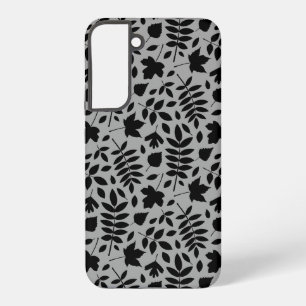 Coque Samsung Galaxy Motif Feuille tombé noir sur gris
